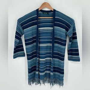 Lauren Ralph Lauren Blue/White Striped Open Front Sz XS Cardigan Shawl Women's